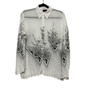 Milano Paris Whimsigoth Sheer Floral Top Womens Size M Dark Academia Romantic